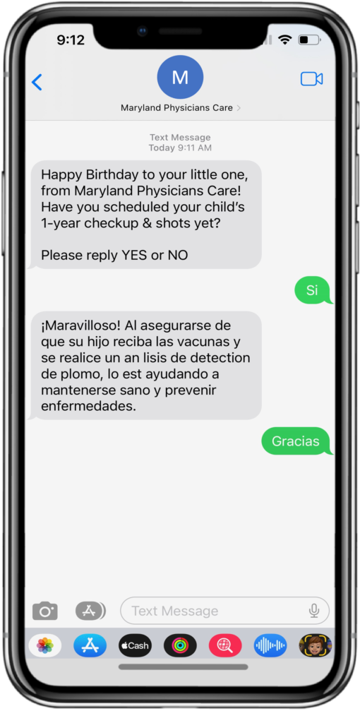 Example of using SMS in healthcare communication and adjusting to a member’s preferred language